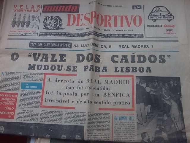 BENFICA 5 REAL MADRID 1  Taça Campeões Europeus 1965 Mundo Desportivo