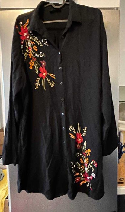 Janina Платье рубашка с вышивкой, р 48, 100% вискоза