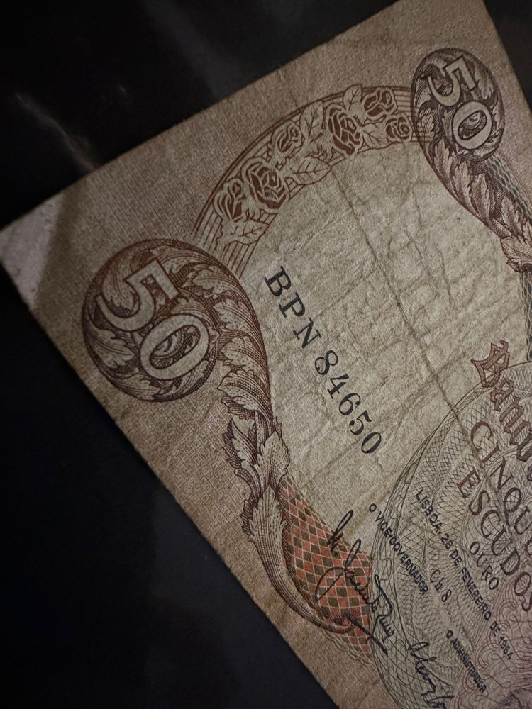 Nota banco Portugal 50 escudos ouro