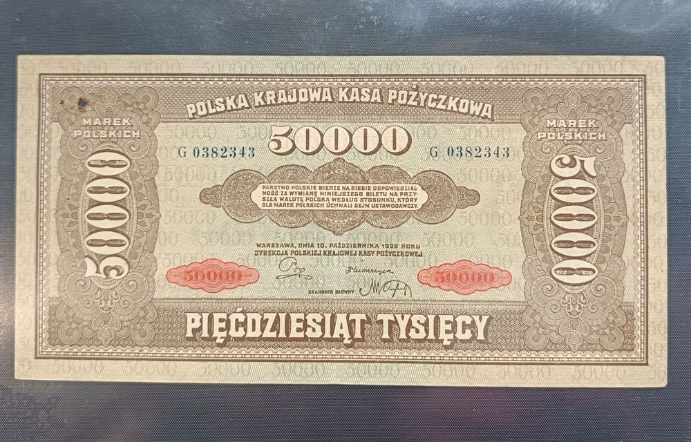 Banknot 50000 marek polskich 1922r. "INFLACYJNE"