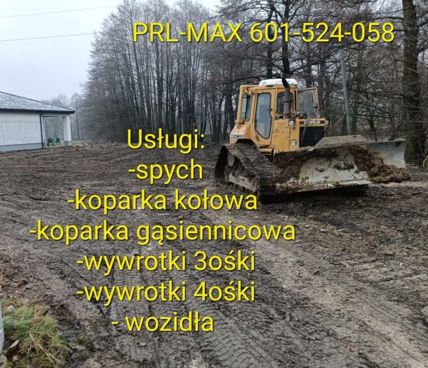 Niwelacja terenu rownanie spychem piach piasek ziemia koparka wywrotka