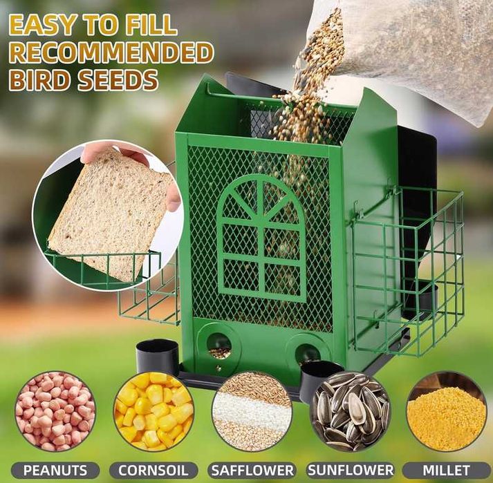 Karmniki dla ptaków na zewnątrz, metalowy z podwójnym klatką