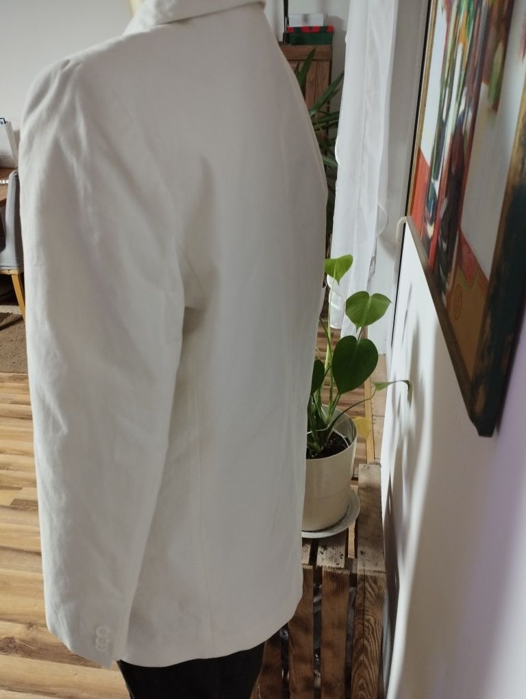 Biała długa marynarka oversize Basic Hollywood Glamour na-kd S | 36