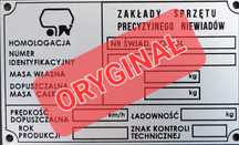 Tabliczka znamionowa NIEWIADÓW