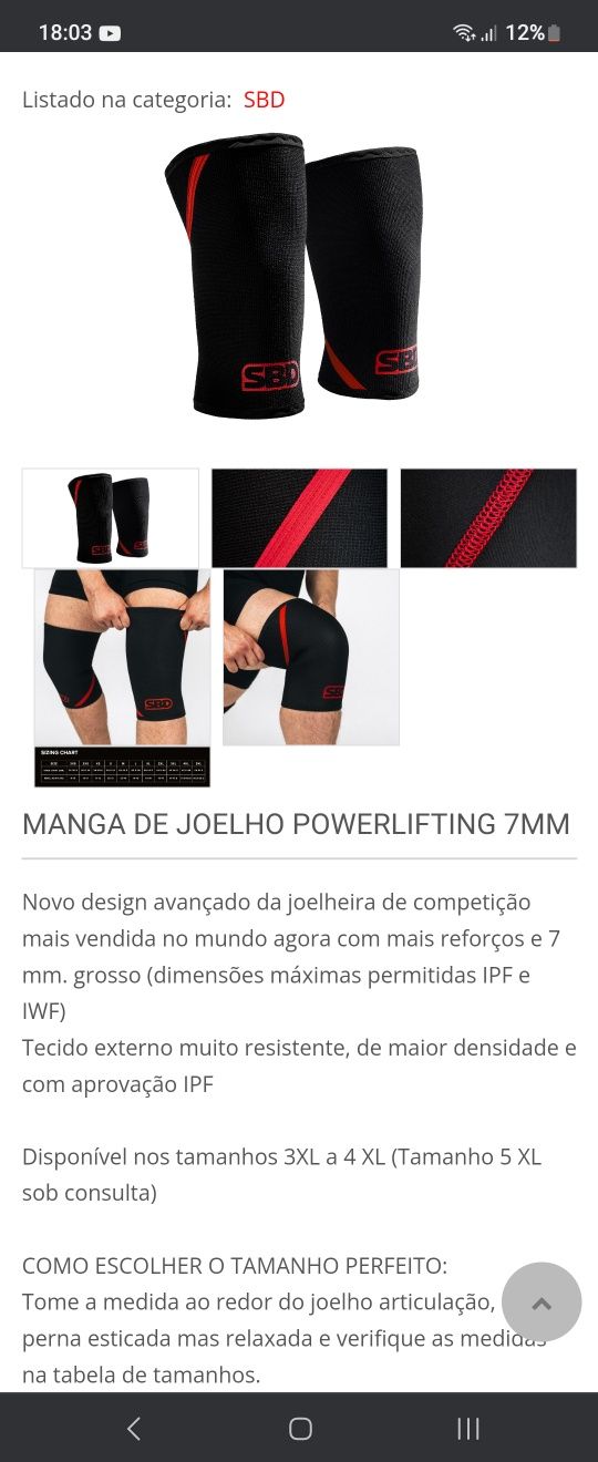 Joelheiras SBD modelo powerlifting