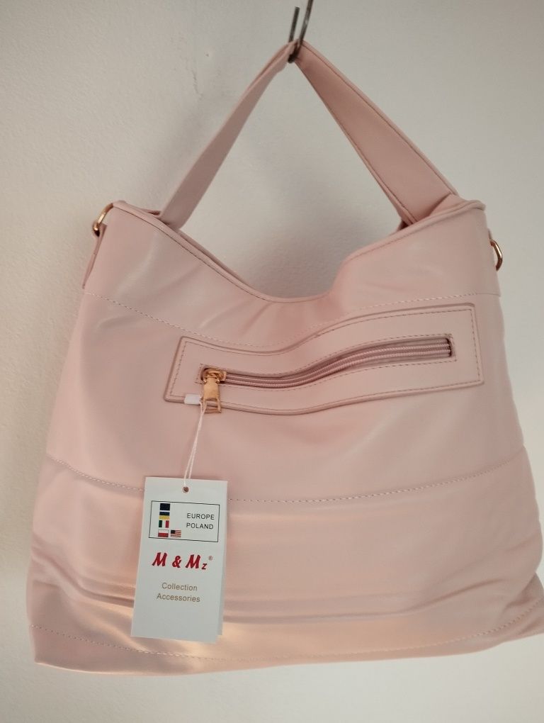 Nowa fajna torebka Fashion Bags Puder róż pakowne z eko skóry miękkiej