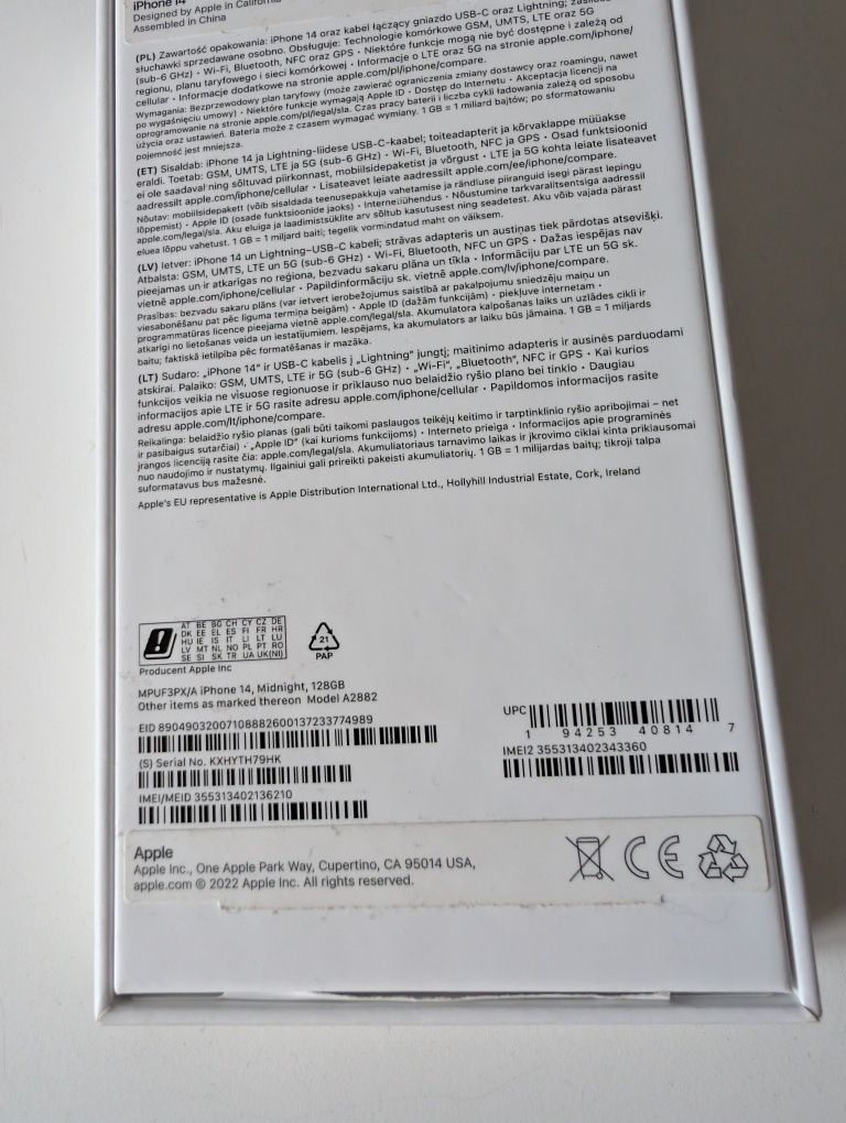 IPhone 14 128 GB, 85% baterii