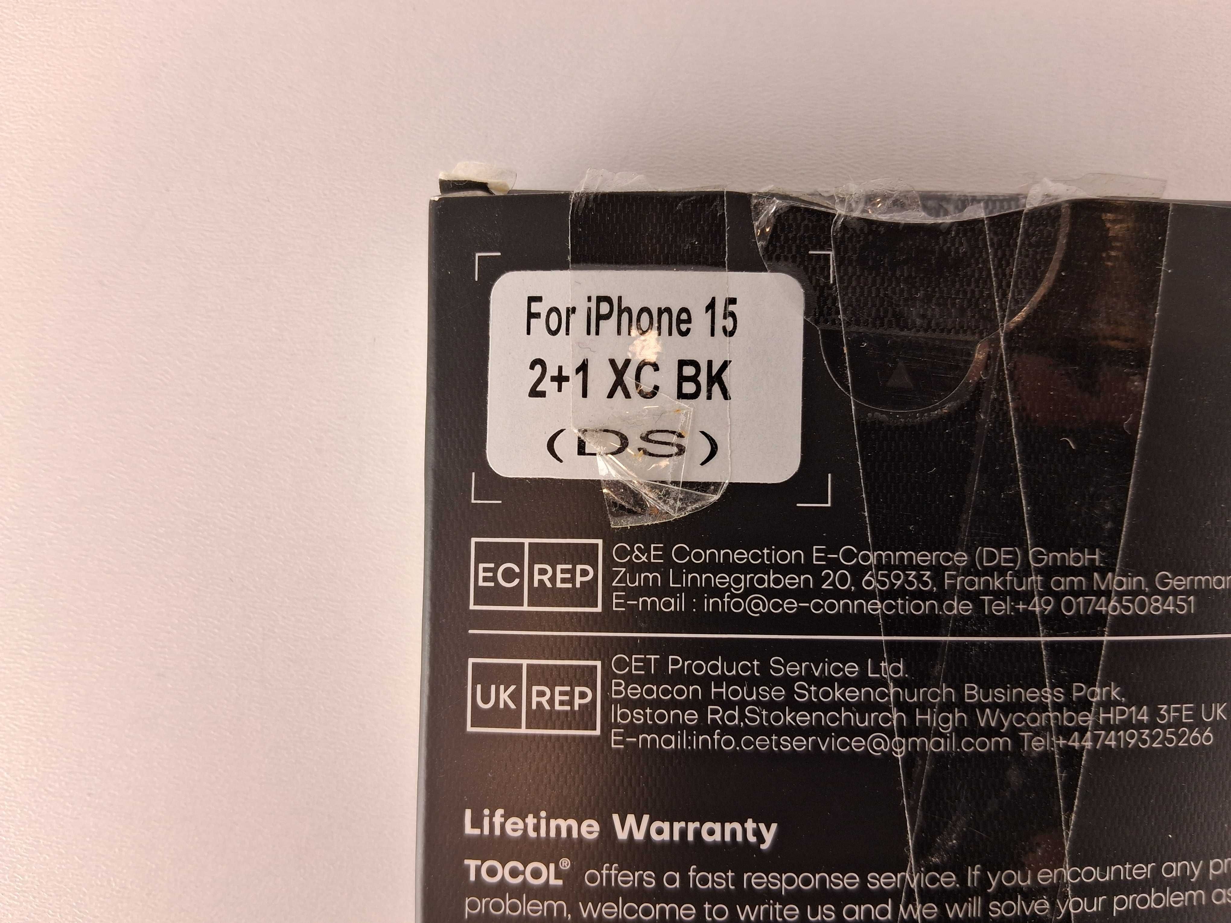 Y136 Zestaw Ochronny Tocol do iPhone 15 Szkło Etui Czarne Nowy
