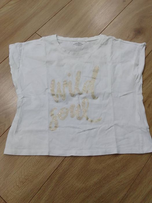 Bluzeczka Biała koszulka Crop top 146 Reserved