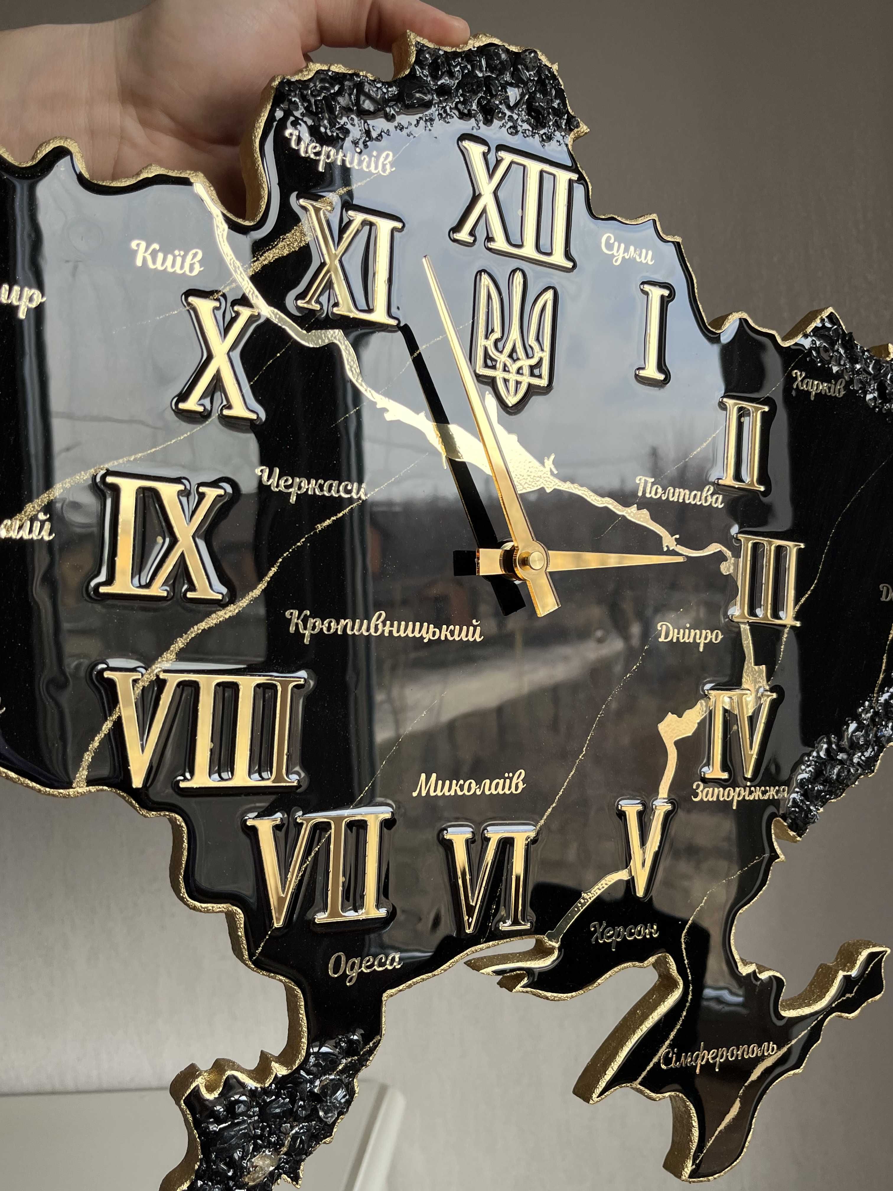 Годинник Україна с епоксидної смоли , Мапа України , подарунок