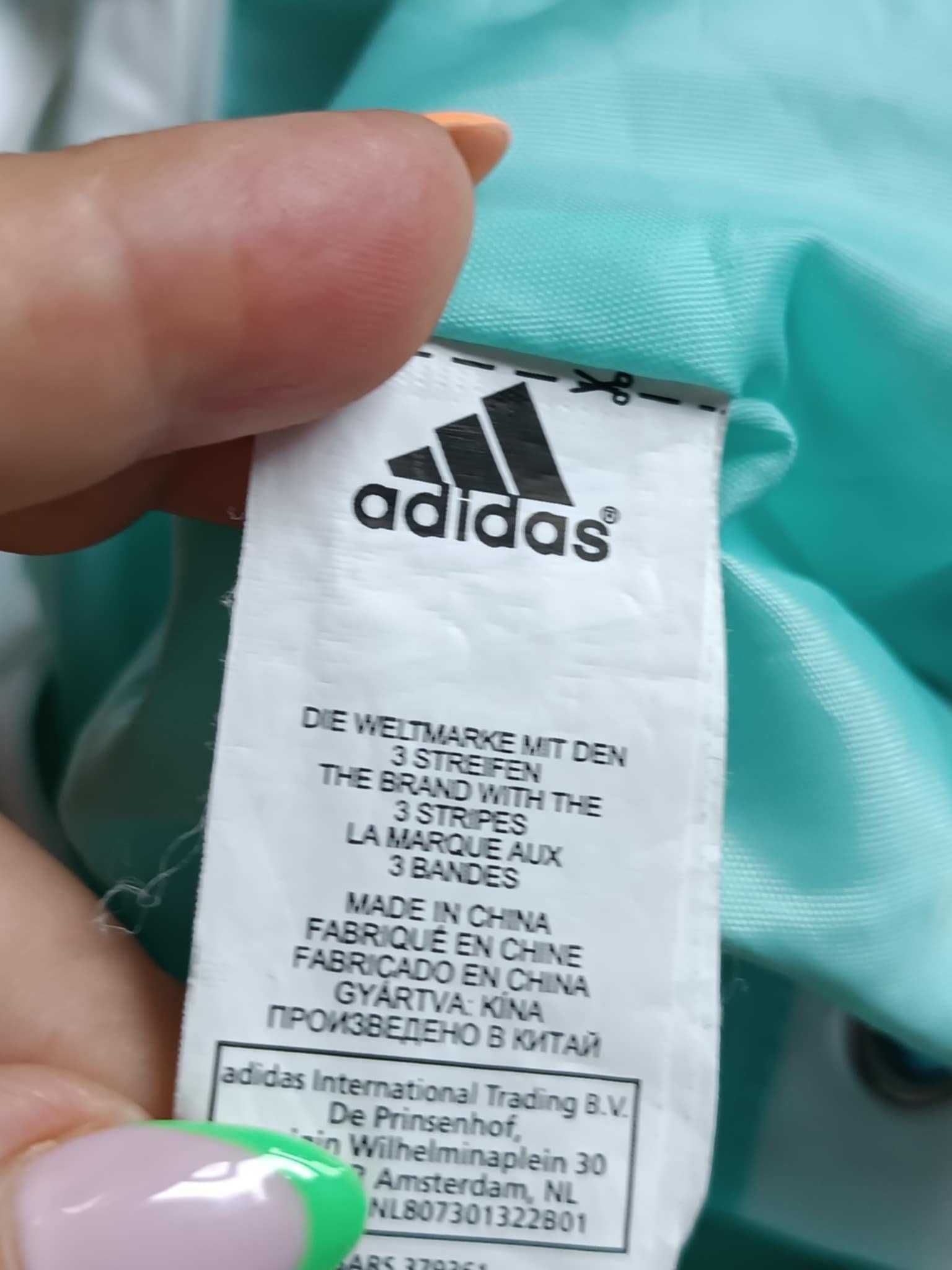 Torba plażowa materiałowa z ozdobnym motywem, logowana - "Adidas"