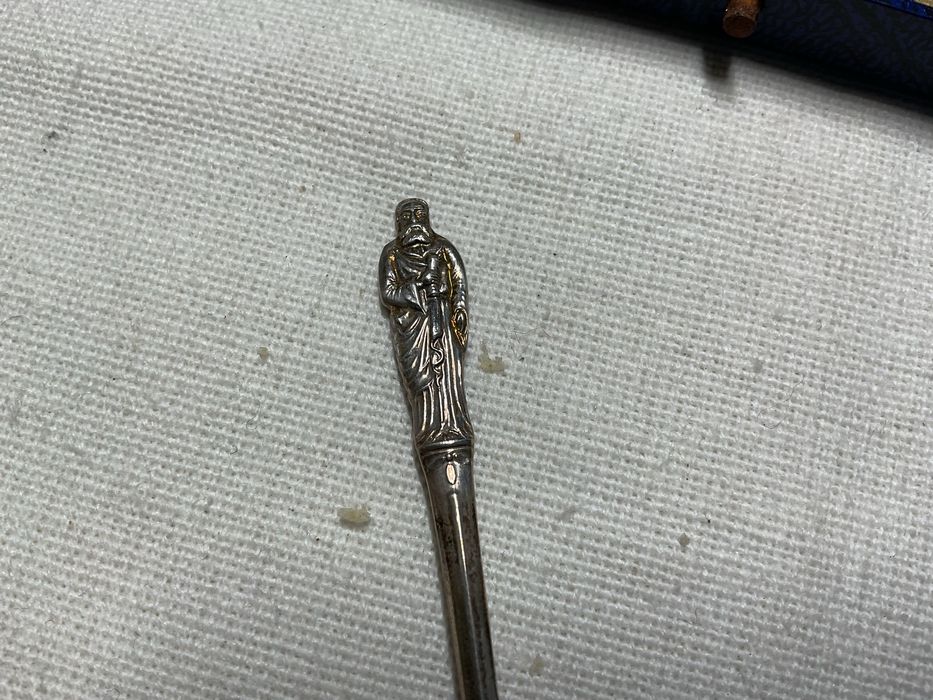 Conjunto de seis colheres antigas de chá em prata com contraste Inglês