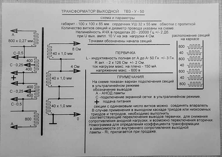 Трансформатор выходной двухтактный
