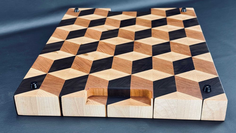 Sztorcowa deska do krojenia 3D (ORZECH/KLON/CZEREŚNIA) 490x375x45 mm