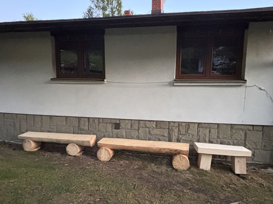 Ławka drewniana, ogniskowa, ogrodowa z bali bez oparcia 210cm