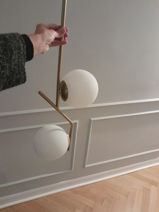 Lampa wisząca, 2 szklane kule