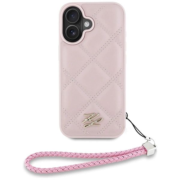 Etui Karl Lagerfeld Quilted Initial Logo & Chain Strap na iPhone 16 -