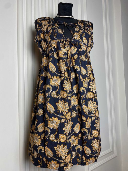 Nowa sukienka mini granatowa w kwiaty 36 S Mango oversize 100% bawełna