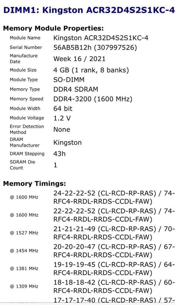 Оперативна пам’ять для ноутбука  KINGSTON DDR4 3200 4 GB