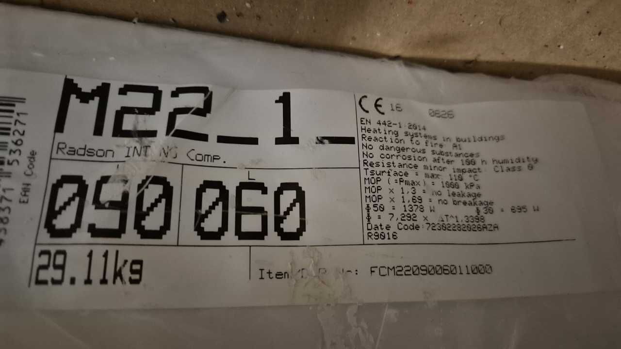 Grzejnik RADSON Integra 900x600mm 2 szt. + drabinkowy Aster 500 x 1216