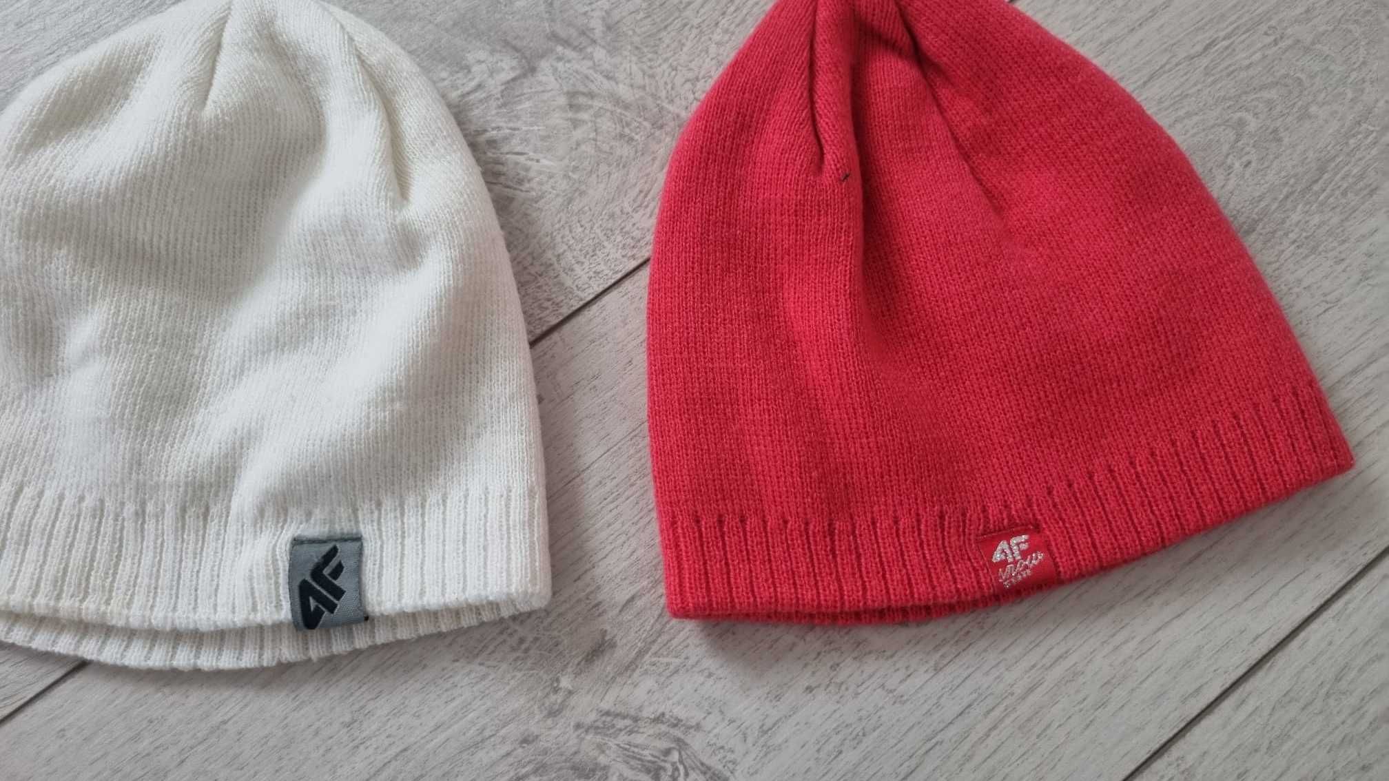 2 czapki 4F Damskie Biała Różowa