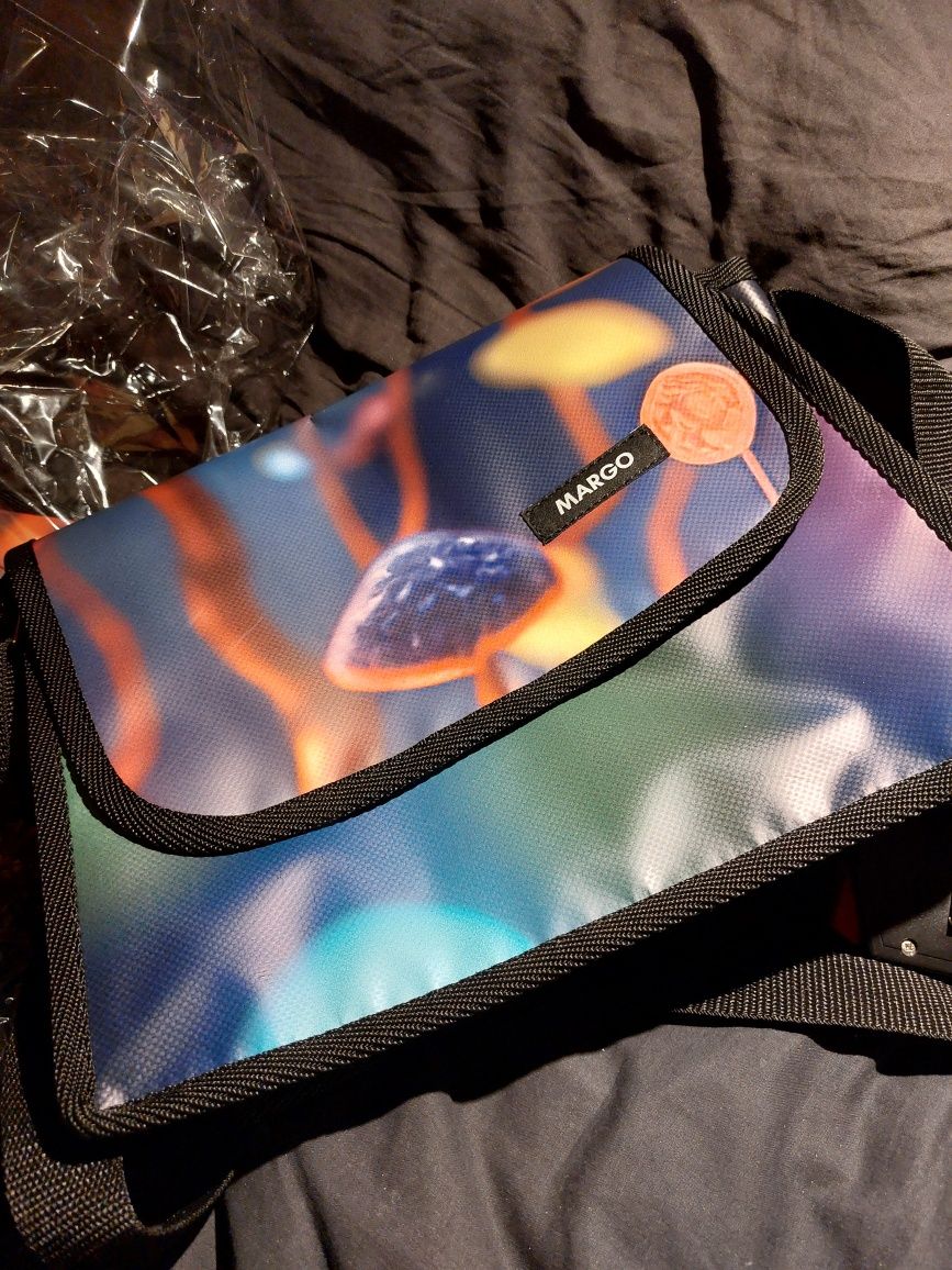 UNIKAT torba torebka 2 w 1 baner psychedelic mushrooms neon kolor NOWA