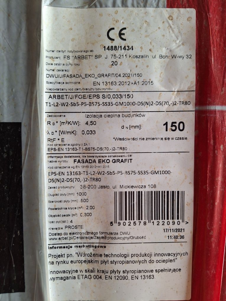 Styropian grafitowy 033 15 cm Ceresit CT305