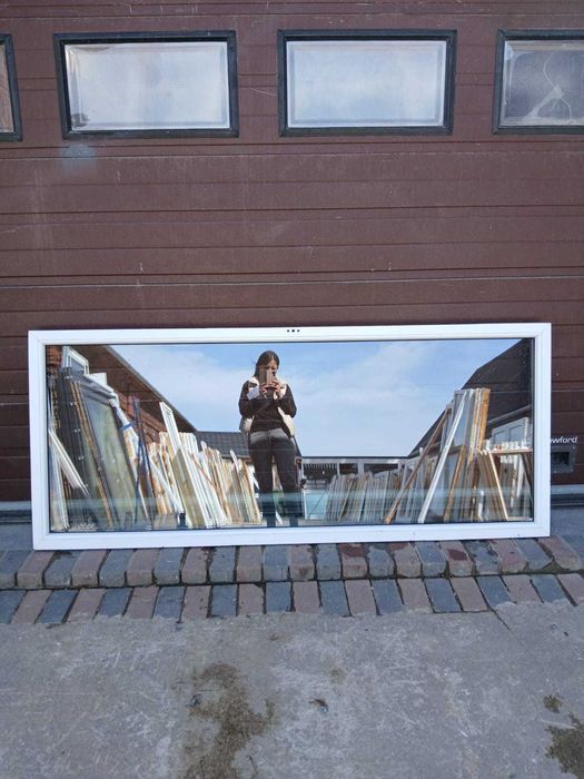 Okno witryna 92x219 pcv orzech świetlik przeszklenie DOWÓZ CAŁY KRAJ