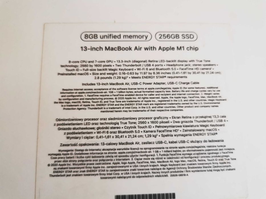 laptop MacBook Air m1 jak nowy