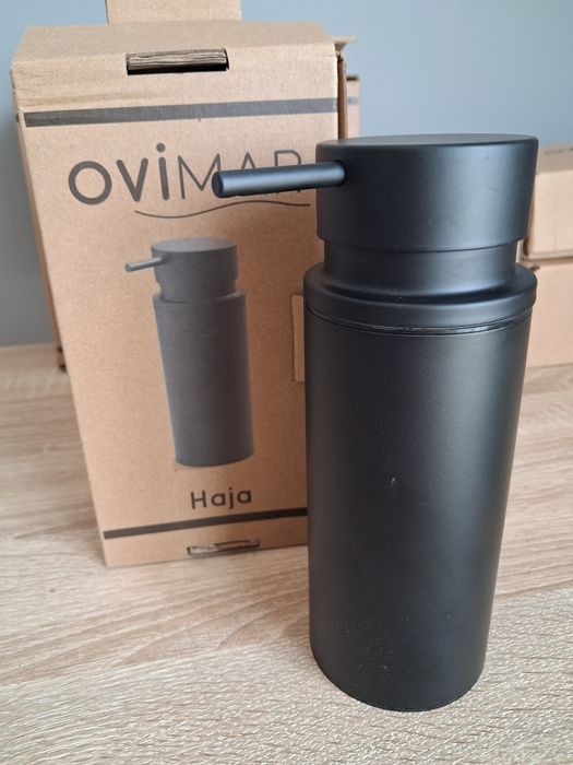 Ovimar Haja Dozownik mydła Czarny matowy Stal nierdzewna 330ml