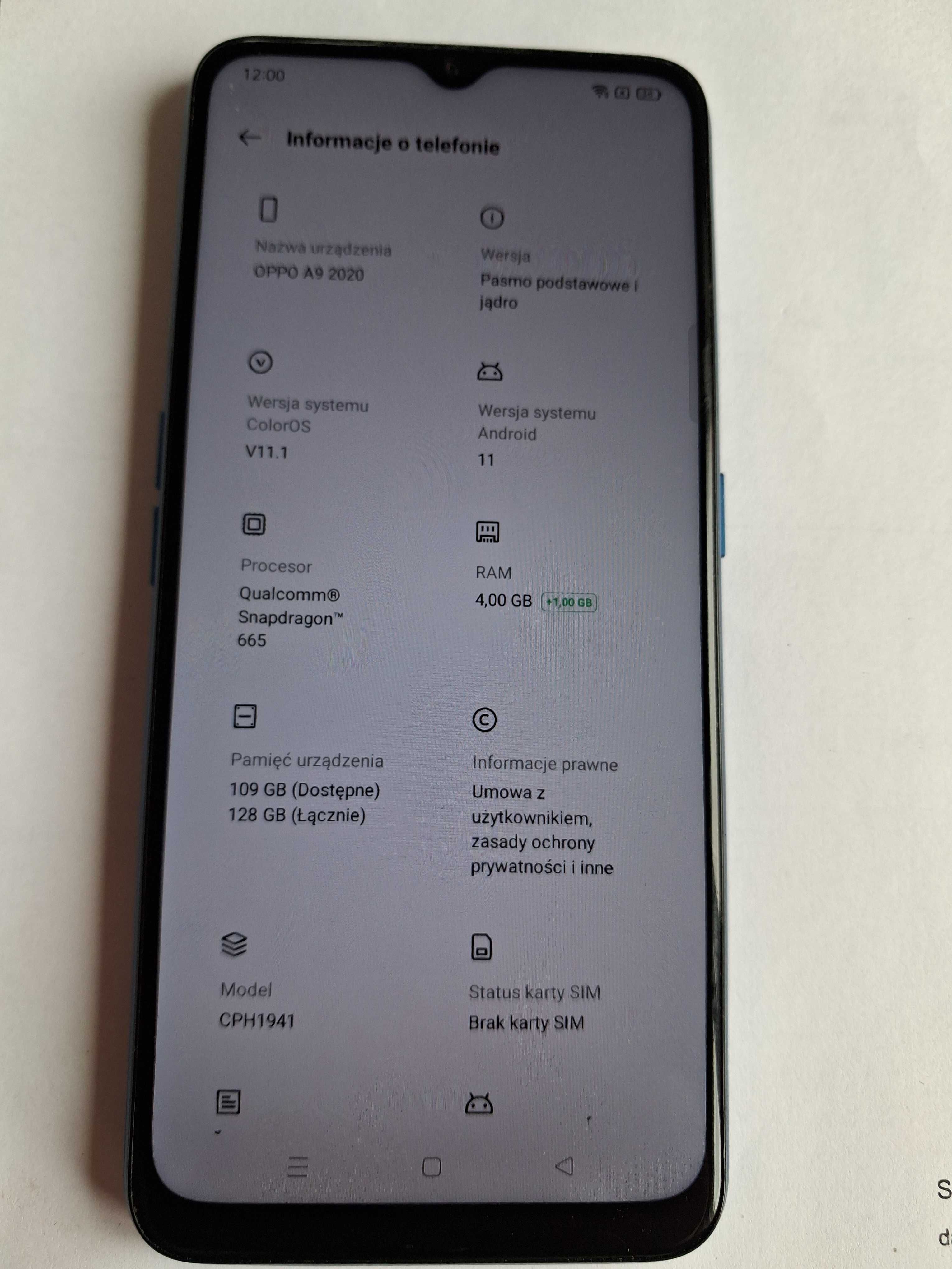Telefon OPPO A9 2020 4/128 gb Dual Sim Android 11 Qualcom 6.5 cala