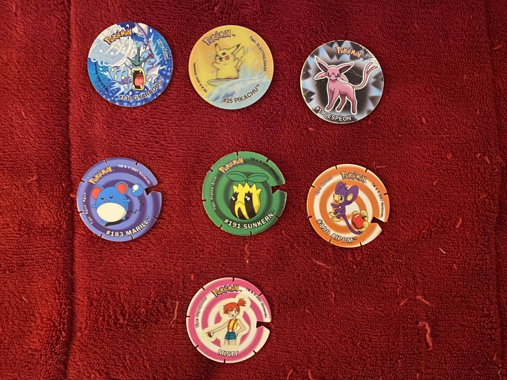 Tazos Pokemon 1, 2, 3, stiker e league