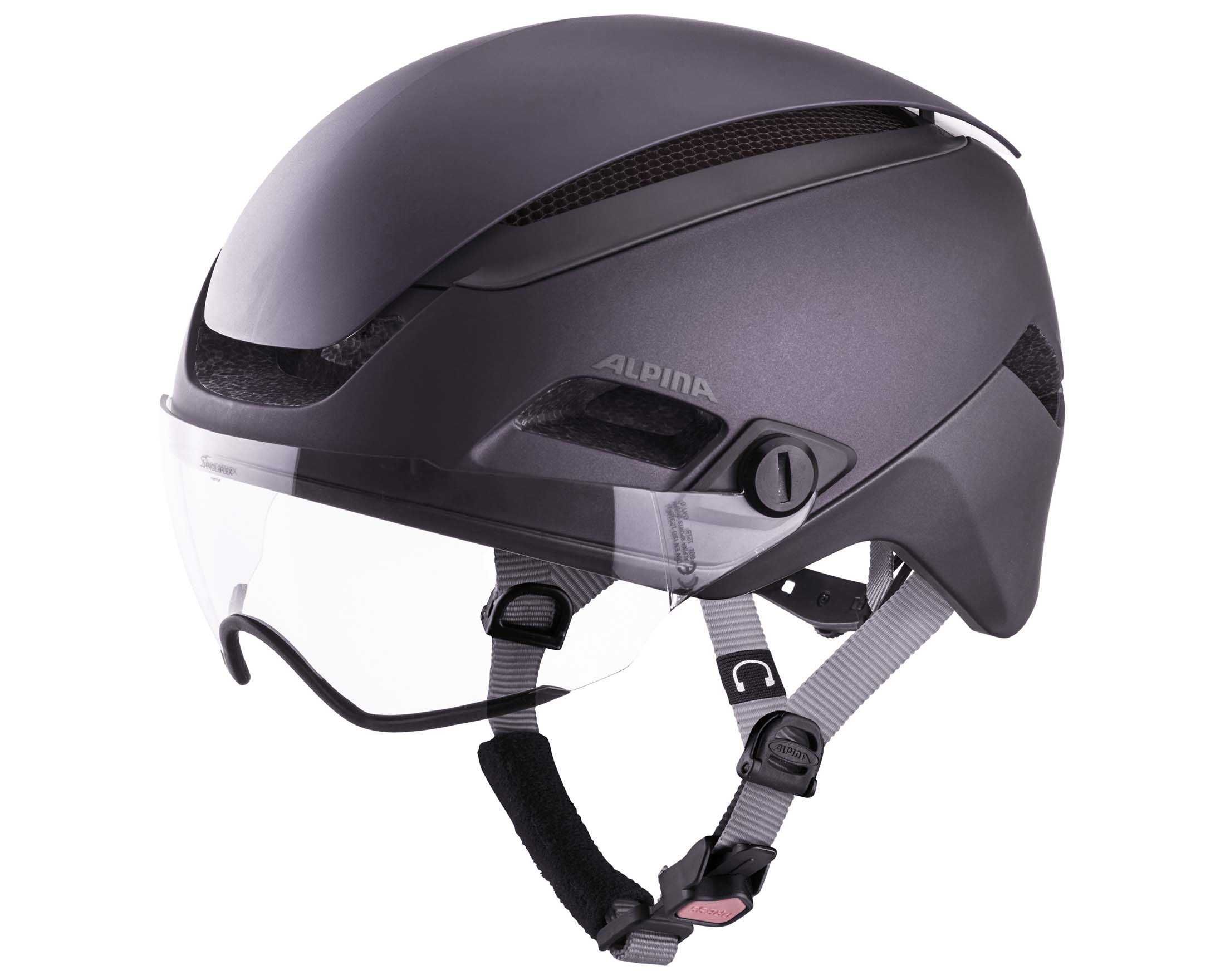 Kask Alpina Altona M 52-57 cm led fioletowo szary z goglami