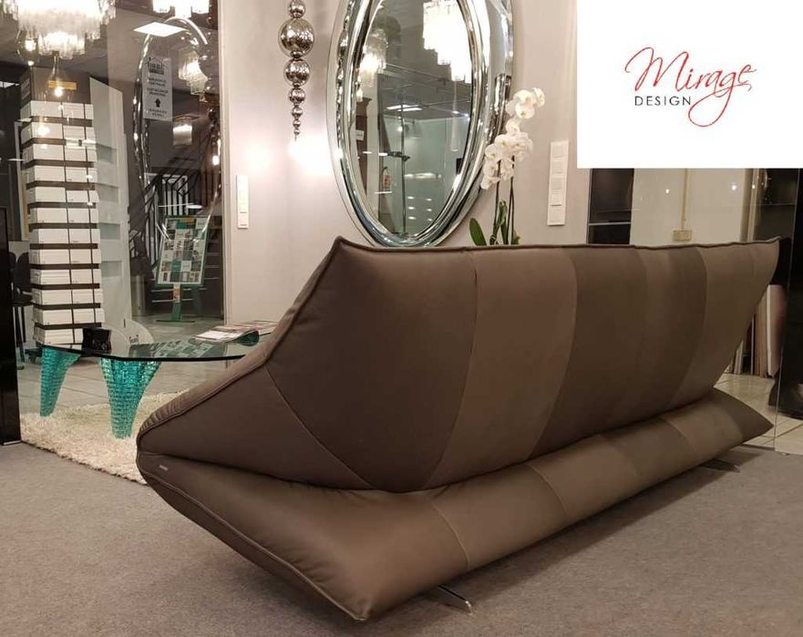 Niemiecka sofa Koinor Mellow miękka skóra szary brąz RABAT - 60 %