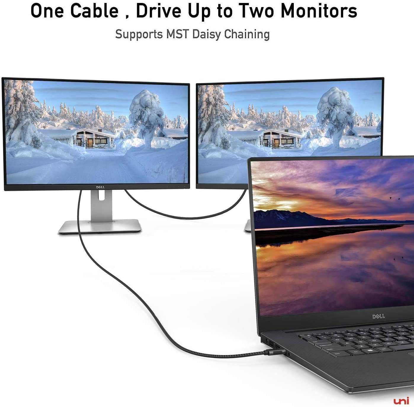 uni Kabel USB C na DisplayPort (4K 60Hz, 2K 144Hz), 3 m Thunderbolt