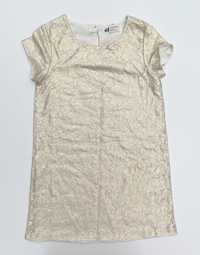 Sukienka H&M 122 128 cm 6 8 lat Złota Koronkowa