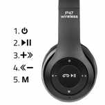 Słuchawki P47 black bluetooth bezprzewodowe cztynik kart MP3