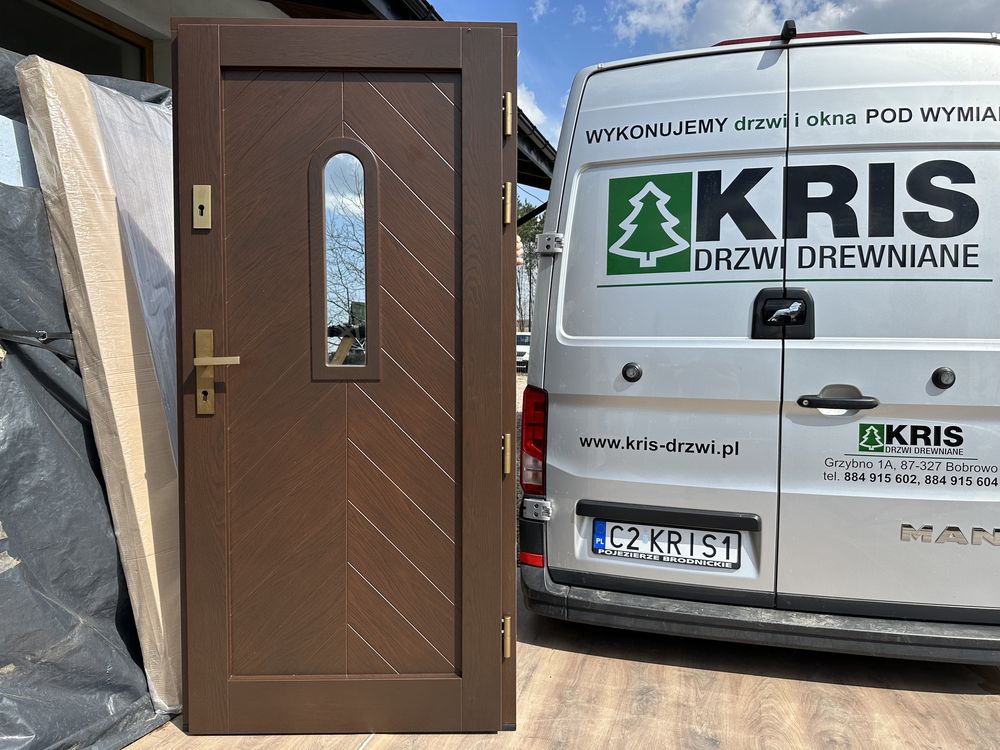 Drzwi drewniane zewnętrzne Na Każdy Wymiar Montaż CZYSTE POWIETRZE