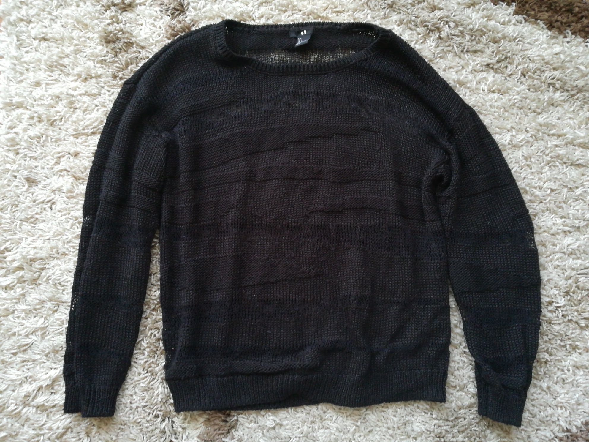 Ciemno brązowy sweterek lekko transparentny rozmiar L h&m