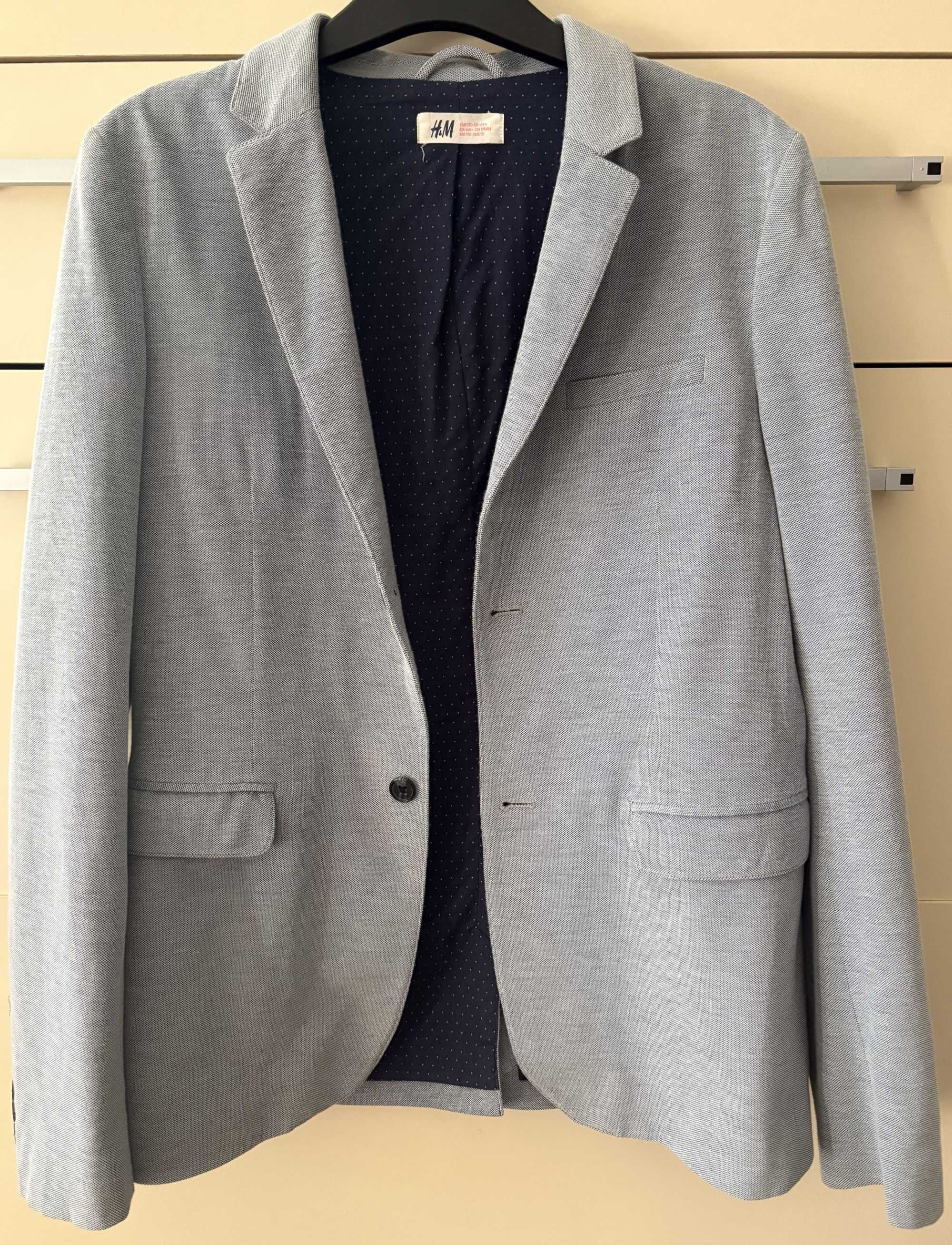 Marynarka juniorska H&M szaroniebieska pique, 170, 14+