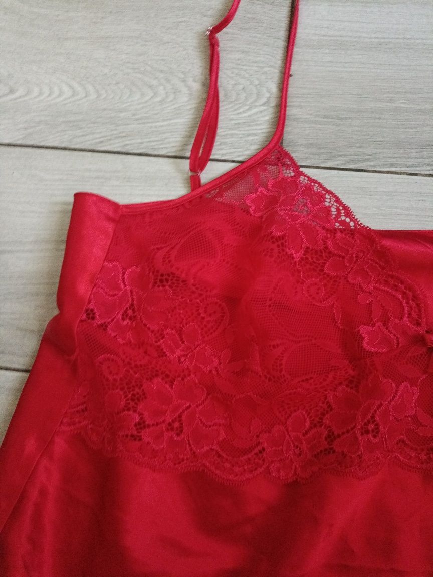 Koszulka koronka Góra do spania 2xl xxl czerwona plus size