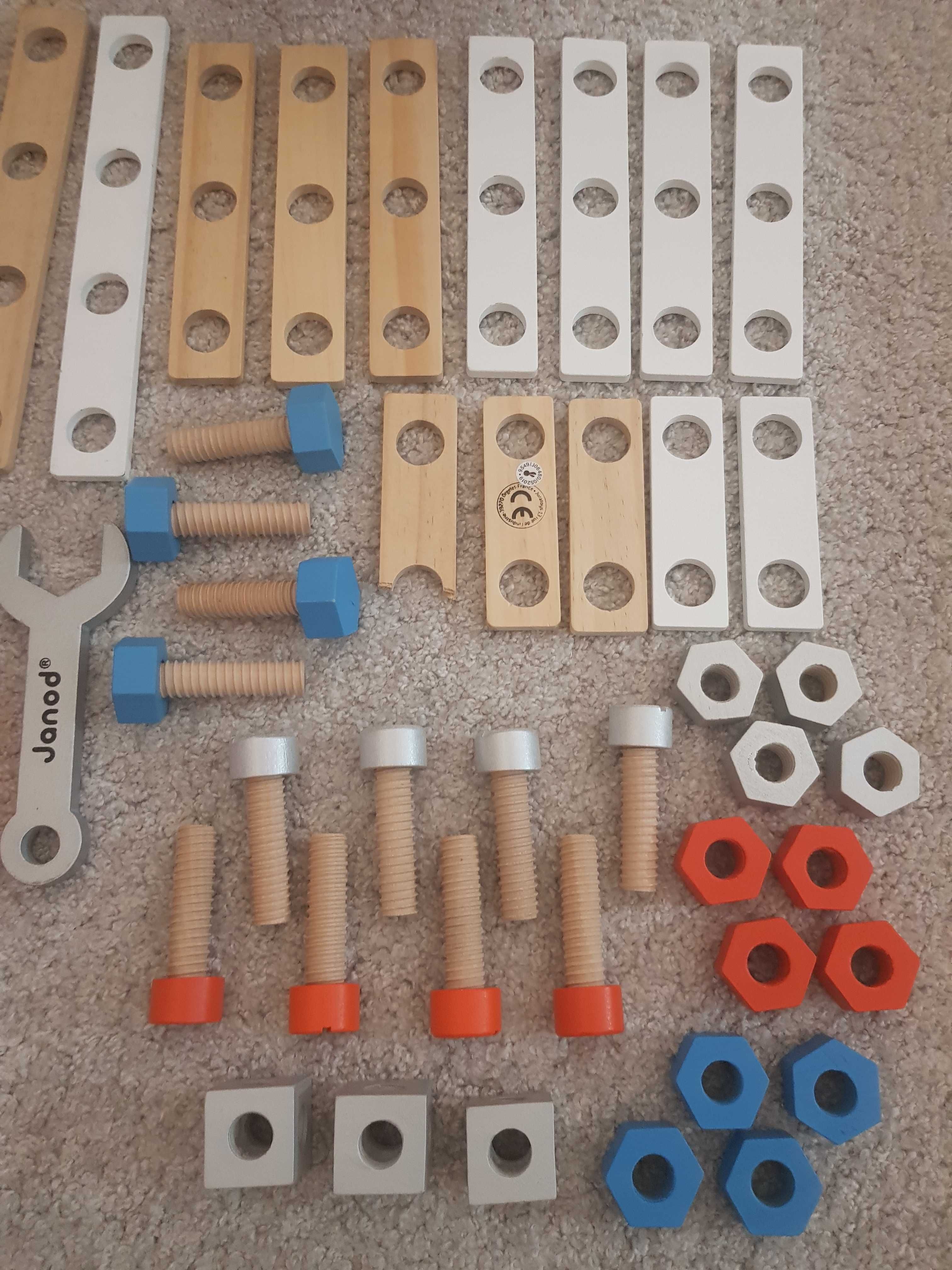 Janod klocki konstrukcyjne DIY Baril Brico drewniane dla dziecka 3+