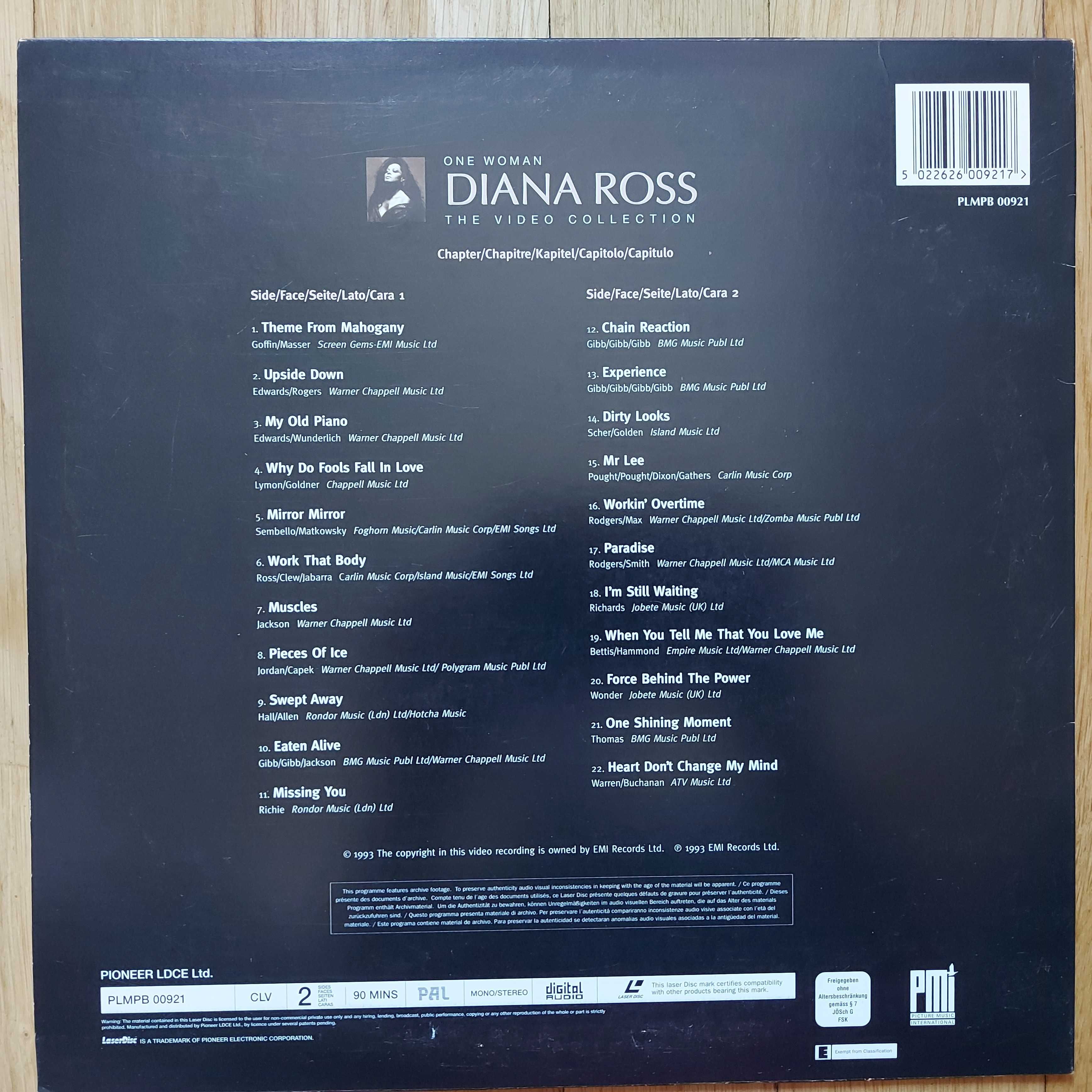 Laserdisc Diana Ross ‎One Woman - The Video Collection 1993 EU NM-/EX+