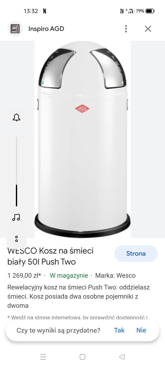 Kosz na śmieci Wesco Duo 50 L.