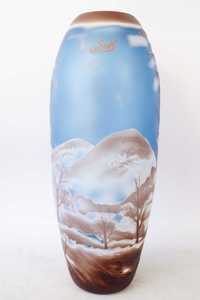Szklany wazon Emile Galle Style ZIMA PTAKI piękny na prezent 13