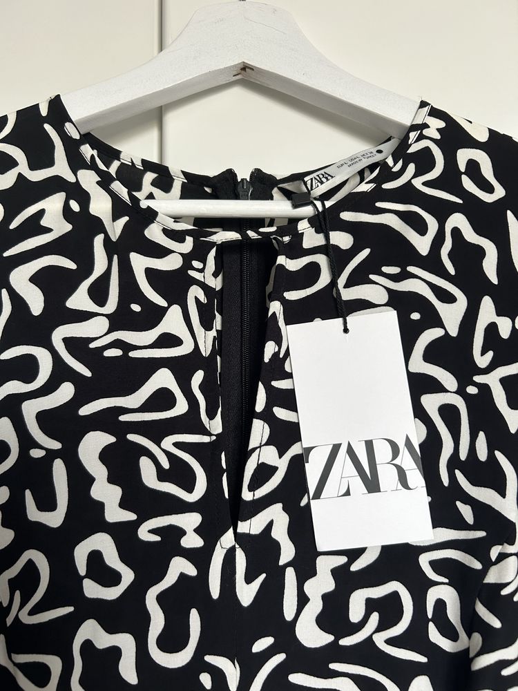 Nowa czarno biała długa elegancka sukienka zara 40