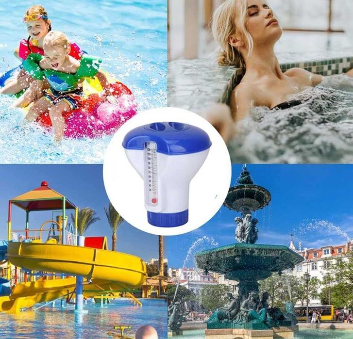 Dozownik na tabletki do basenu ogrodowego z termometrem