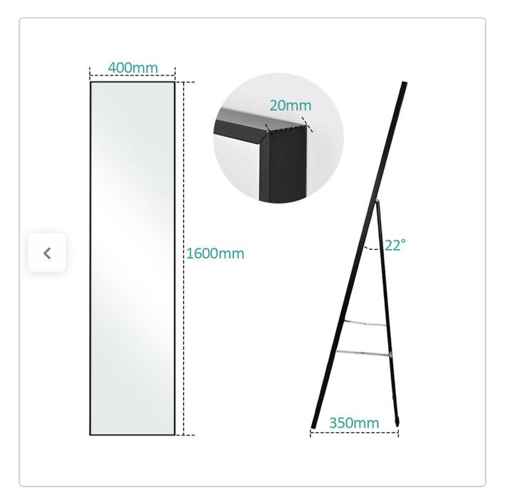 Espelho em pé com suporte