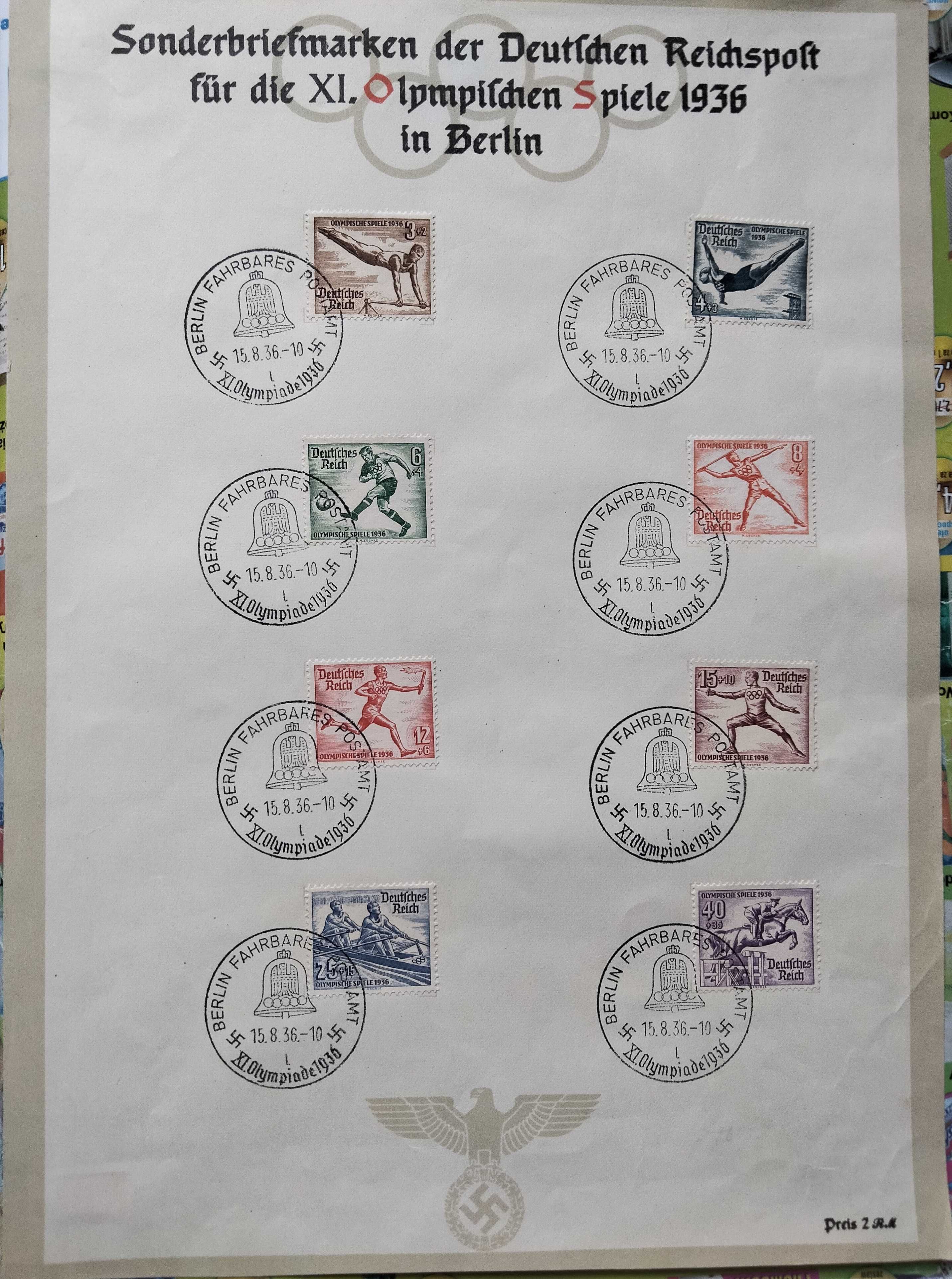 znaczki niemieckie DR rocznik1936 Olimpiada Sport