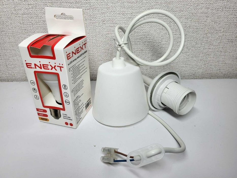 Светильник подвесной лофт E27 220В белый с LED-лампой 10W, провод 1м‼️